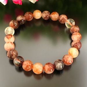 Red Hematoid Quartz 8mm Natural Stone Beads Stretchable Bracelet